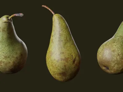 Pear 3 photoscans Low-poly 3D model