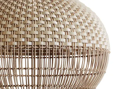 Handwoven Rattan Pendant Light Lampshade 3D model