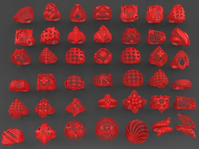 42 NEW RINGS HIGHT QUALITY READY TO PRINT JEWELLERY  3D print model