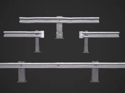 Road Fence Low-poly 3D model
