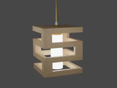 LIGHT pendant made of wood and glass 3D model