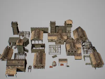 Village L1 Low-poly 3D model