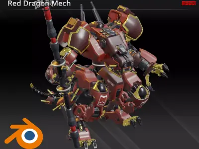 Red Dragon Mech 3D model