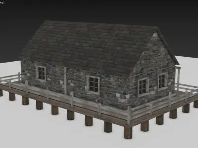Medieval Stable Low-poly 3D model