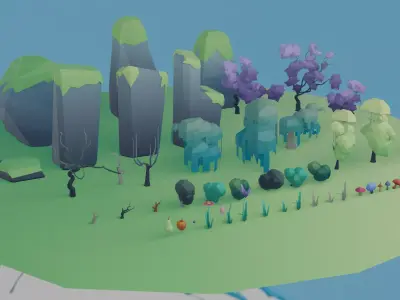 Low Poly Nature Set Low-poly 3D model