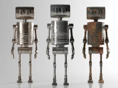 Game Ready Stylized Retro Robot Mixamo Ready Low-poly 3D model