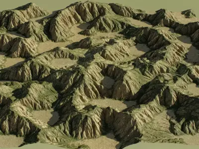 Realistic Valley 3D Terrain Environment PBR Ready Low-poly 3D model