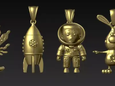 Cute Sci-Fi  Pendant Collection   3D Printable  Jewelry Models 3D print model