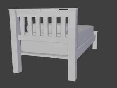 Wooden bed 3D model