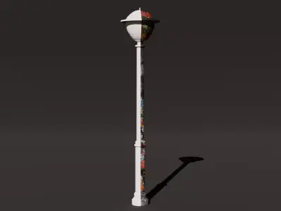 Low-Poly Street Lamp Game Ready  PBR Textures  Optimized Free low-poly 3D model