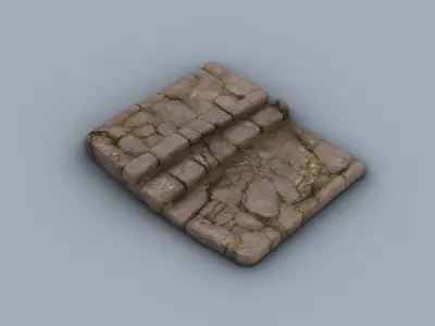 Stone staircase  Low-poly 3D model