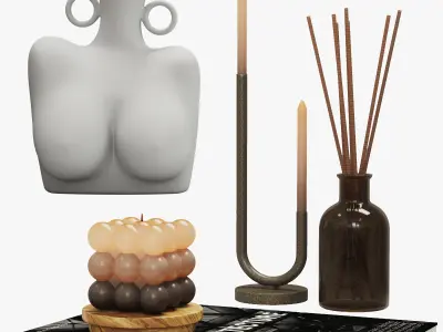 Decorative Set Body shaped art vase Low-poly 3D model