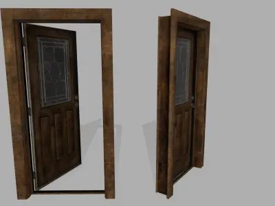 door 2 wooden - wooden Low-poly 3D model