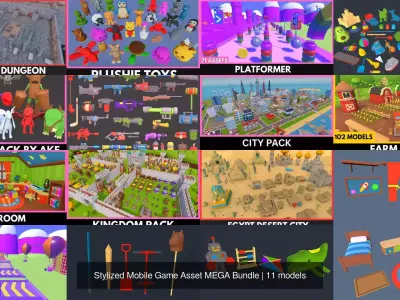 Stylized Mobile Game Asset MEGA Bundle 3D Model Pack