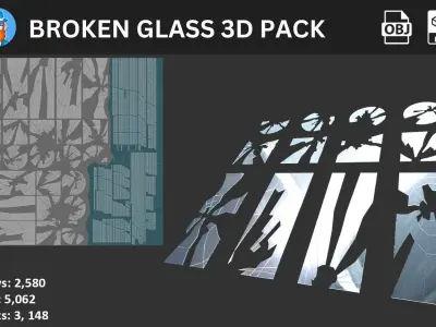 Broken Glass 3D Pack 3D model