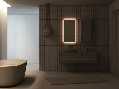 Black Minimalist Bathroom Interior Scene 3D model