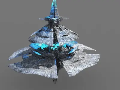 Lily Art deco sci fi dome Low-poly 3D model