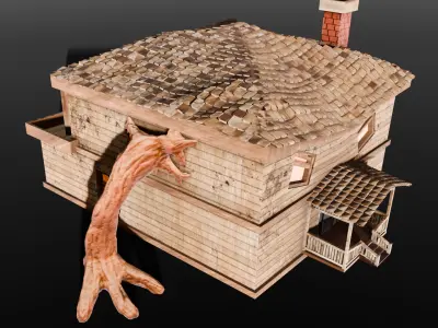 Wooden Monster House Low-poly 3D model