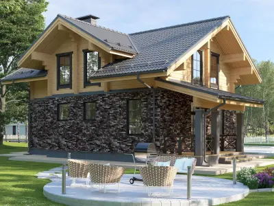 Exterior 3D model of a residential building 3D model purchase
