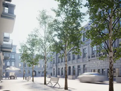 Tall deciduous trees 3D model