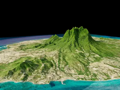 Nevis island in Caribbean 3d model terrain 3D model