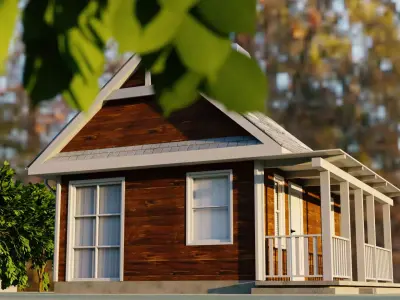 Country House plus environment Low-poly 3D model