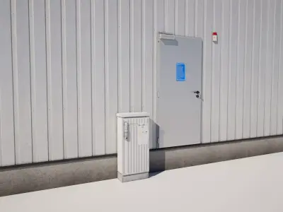 Industrial Storage Garage Building Low-poly 3D model