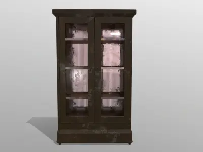 Vitrine wooden cabinet with glass doors Free low-poly 3D model