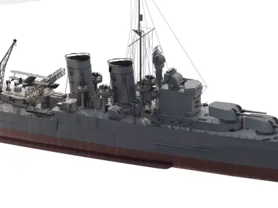 WW2 US navy light cruiser USS BONEVILE 3D model