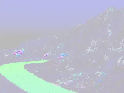 Wild mountain highway bend 3D model