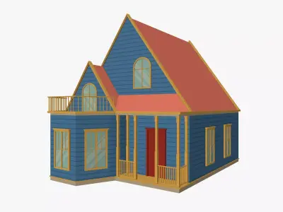 Cartoon House 2 Low-poly 3D model