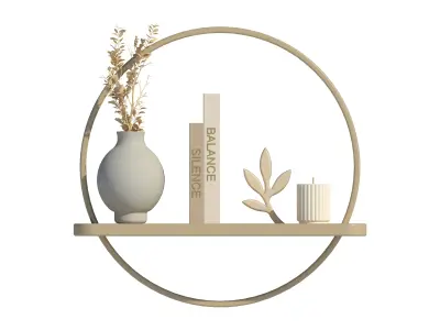 Japandi Wall Shelf with Planters Revit Family 3D model