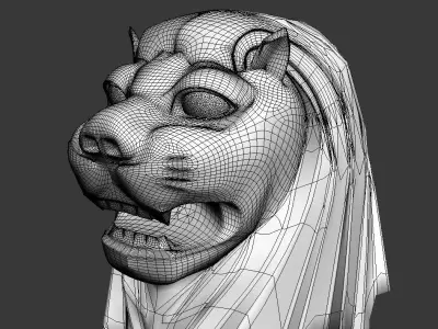 Merlion lion statue Low-poly 3D model