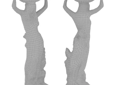 Sculpture - Girl with a basket on her head Low-poly 3D model