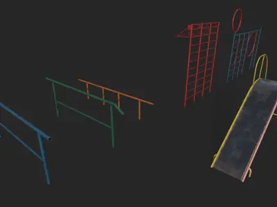 Old Playground Props Set Low-poly 3D model get