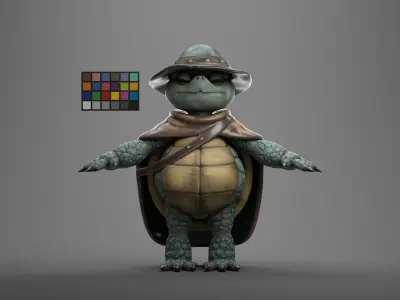 TURTLE 2 GAME READY CHARACTER LOW POLY RIGGED Low-poly 3D model