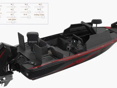  Performance Fishing Boat Red Black Rigged 