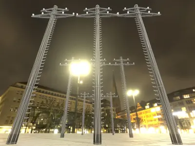 Concrete Electricity Pole with Ladder - Object 056 Low-poly 3D model