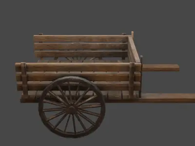 Medieval carriage Low-poly 3D model