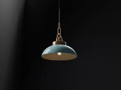 Ceramic Hanging Light with Metal Trim 3D model