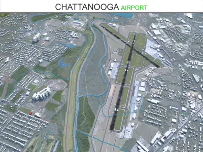 Chattanooga Airport 10km Low-poly 3D model