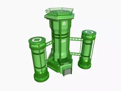 SciFi Facility A06 Green - Sci Fi Exterior Design Low-poly 3D model