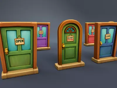 Stylized Doors 2 Low-poly 3D model