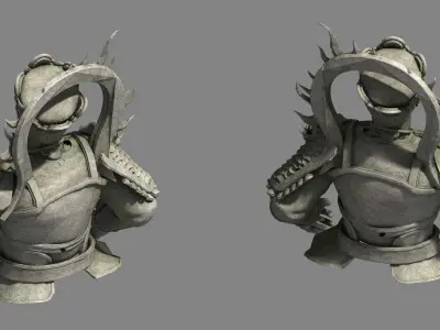 Zen - altar stone statues 02 3D model