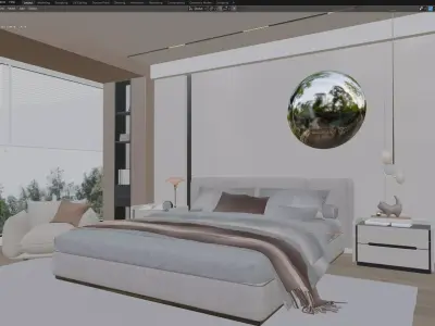 Soft Minimal Modern Bedroom 3D model