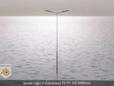 Street Light 3 Galvanized F2 M1 K0 5000mm Low-poly 3D model