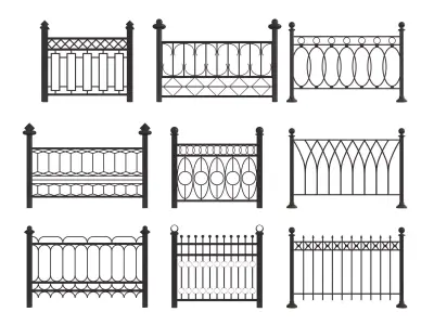 Set of metal fences 3D model
