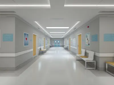 Hospital Corridor and Furniture 3D model