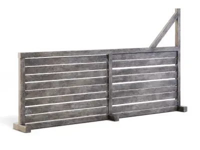 Wooden Wall Fence 3D model