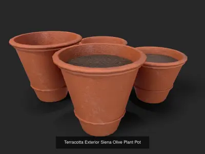 Plant Pot Set Terracotta Exterior 3D Model Pack